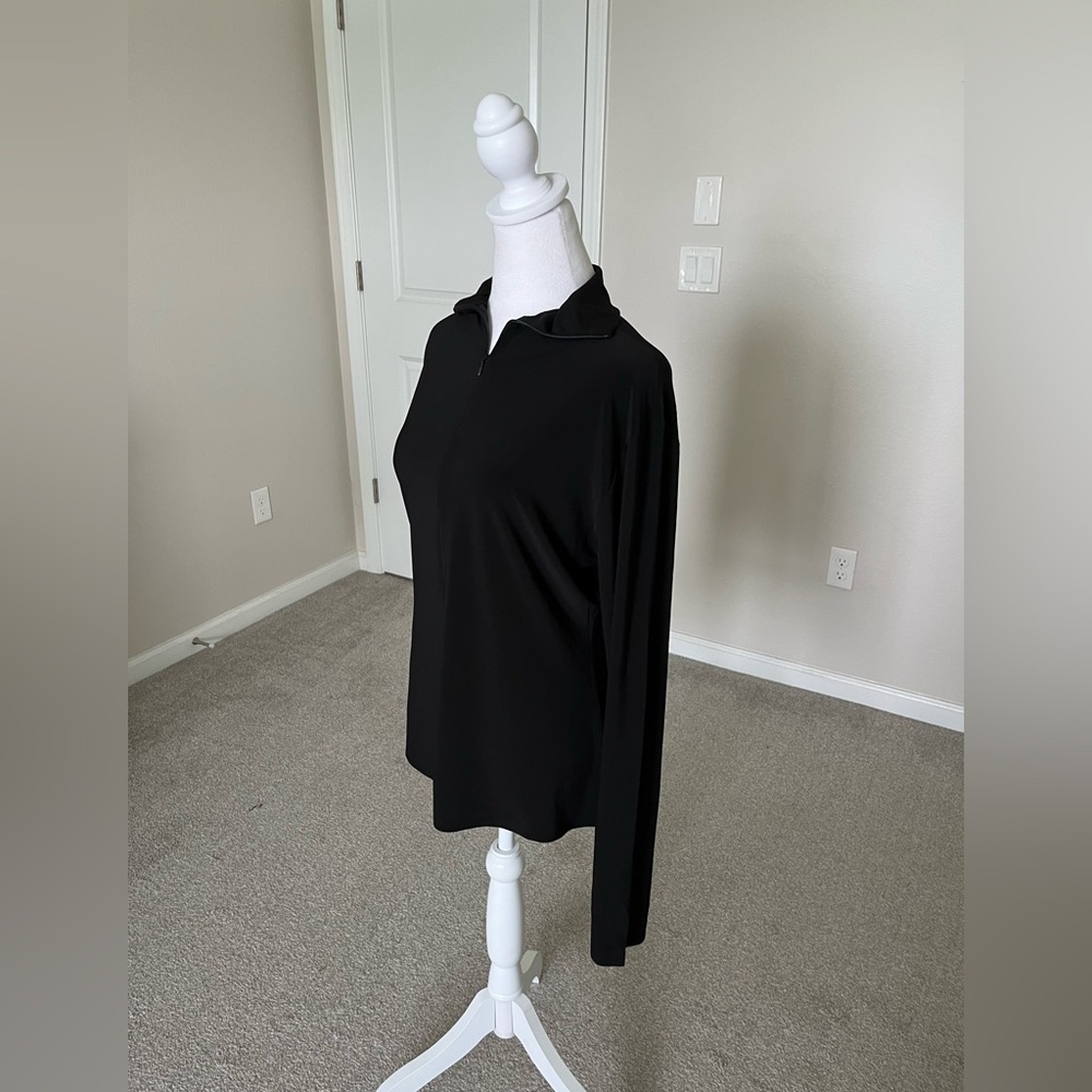 NWT Norma Kamali Black VNeck Longsleeve 1/4 Zip Top Size XL - Picture 5 of 12